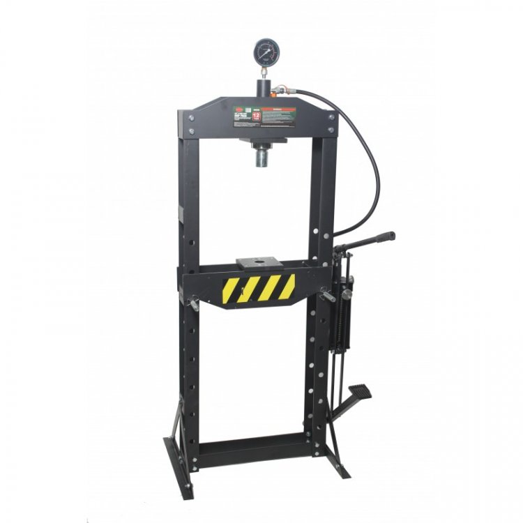 Пресс гидравлический напольный 12т, ручной/ножной привод (рабочая высота: 0-1000мм, рабочая ширина: 495мм, рабочий стол: 150х495мм, ход штока: 135мм) Пресс гидравлический напольный 12т, ручной/ножной привод (рабочая высота: 0-1000мм, рабочая ширина: 495мм, рабочий стол: 150х495мм, ход штока: 135мм)